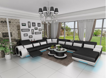 Ledersofa Couch Wohnlandschaft Ecksofa Eck Garnitur Design Modern Sofa