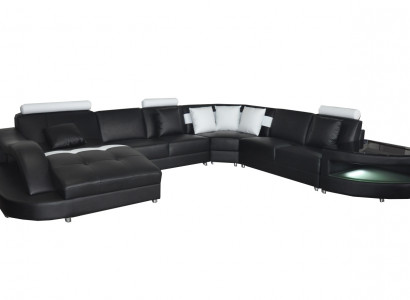 Leder Sofas Wohnlandschaft Eck Garnitur Design Modern Sofa U-Form + Tisch