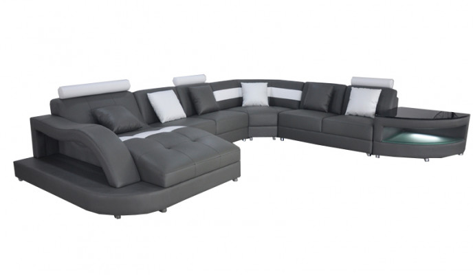 Leder Sofas Wohnlandschaft Eck Garnitur Design Modern Sofa U-Form + Tisch