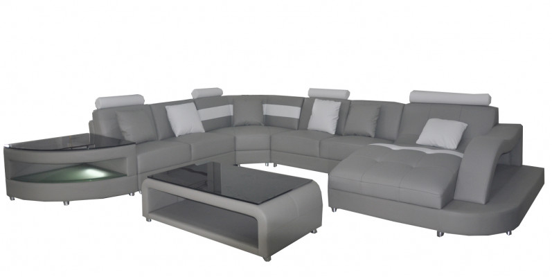 Leder Sofas Wohnlandschaft Eck Garnitur Design Modern Sofa U-Form + Tisch