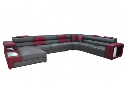 Designer Leder Polster Sitz Ecke Leder Sofa Polster Eck Landschaft Zimmer XXL