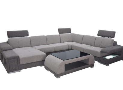 Couchgarnitur Modernes Sofa Ecke Leder Couch Polster Wohnlandschaft USB+Tisch