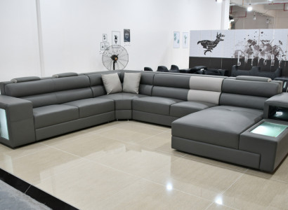 Wohnlandschaft Design Modern Leder Sofas Grau Neu Sofa U-Form Stoffsofa Couch