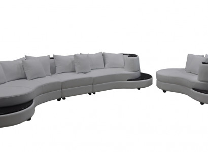 Wohn Design Couch Rund Ecksofa Polster Runde Sitzgarnitur Zimmer Landschaft USB