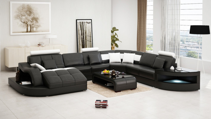 Ledersofa Couch Wohnlandschaft Ecksofa Eck Garnitur Design Modern Neu Sofa +USB