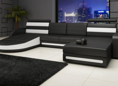 Ecksofa Sofa mit USB,Polster U Form Wohnlandschaft Ecksofa Xxl Schwarz Neu