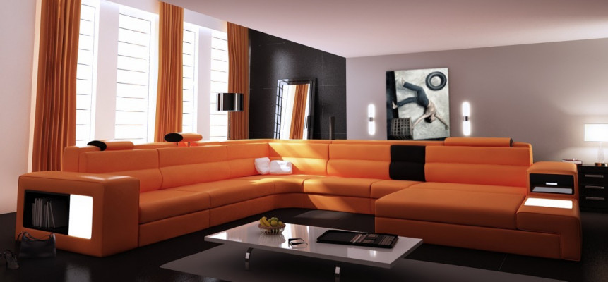 Couchgarnitur Ecke Sitzecke Leder Modernes Sofa Couch Polster Wohnlandschaft USB