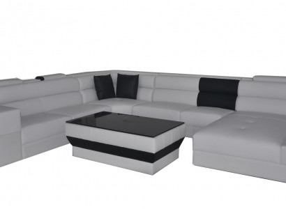 Ecke Leder Modern XXL Couch Wohnlandschaft Ledersofa Sofa U-Form B2006