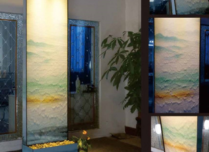 Trennwand Wasserwand Säule Wände Waterwall LED 60x210cm Wasserwände