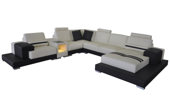 Ledersofa Couch Wohnlandschaft Eck Garnitur Design Dekorative Modern Sofa