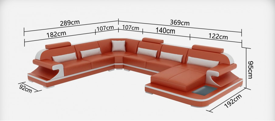 Ledersofa Couch Wohnlandschaft Ecksofa Eck Garnitur Design Modern Sofa G8021