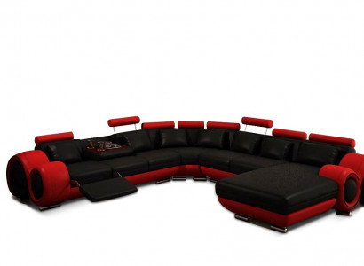 Ledersofa Couch Wohnlandschaft Ecksofa Eck Garnitur Design Modern Sofa mit USB