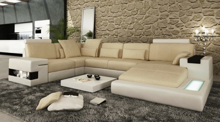 U Form Sofa Wohnlandschaft U Form Ecksofa Couch Garnitur Polster Ecksofa mit USB