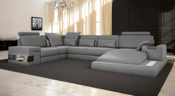 U Form Sofa Wohnlandschaft U Form Ecksofa Couch Garnitur Polster Ecksofa mit USB
