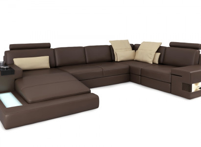 Ledersofa LED + USB Ecksofa Sofa Couch Polster Bellini Big Wohnlandschaft Sofas