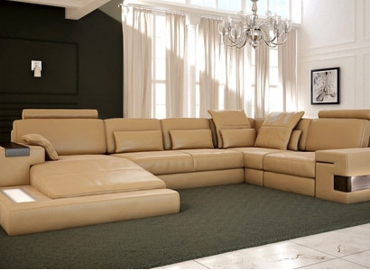 Wohnlandschaft Polster Couch Garnitur Big Sofa Bellini Design Ledersofa mit USB