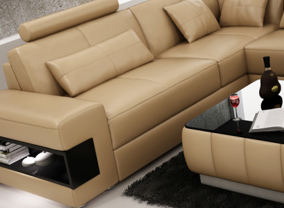 Ledersofa Couch Wohnlandschaft Modern Ecksofa Eck Dekor Garnitur Design