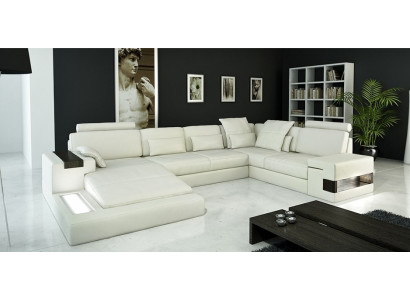 Design Ledersofa Sofa Couch Polster Wohnlandschaft XXL Big Ecksofa Ecke Bellini