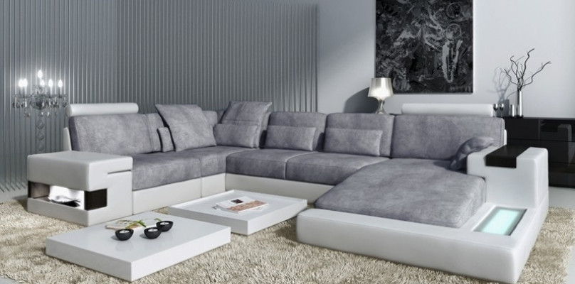 Wohnlandschaft Polster Couch Garnitur XXL Big Sofa Bellini Design Ledersofa Neu