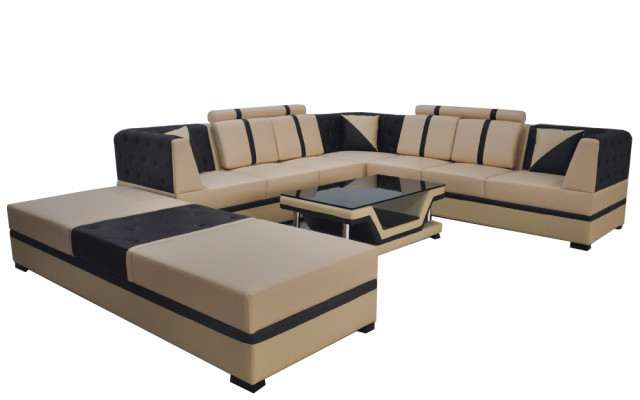 Leder Eck Sofa Couch Polster Sitz Wohn Landschaft Modern Design Möbel