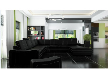 XXL Ledersofa mit USB Ledercouch Wohnlandschaft Ecksofa Neu Garnitur Sofa Leder
