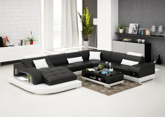 Ledersofa Modern Couch Wohnlandschaft Ecksofa Eck Dekor Design Garnitur