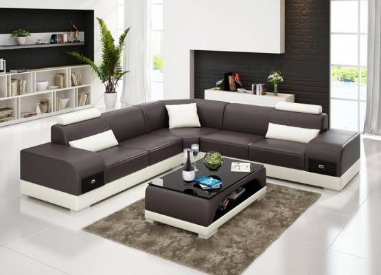 Ledersofa Modern Couch Wohnlandschaft Ecksofa Eck Dekor Design Garnitur