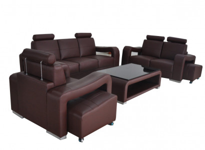 3+2+1 Garnitur Leder Sofa Couch Polster Couchen Sofas Luxus Neu Wohnlandschaft