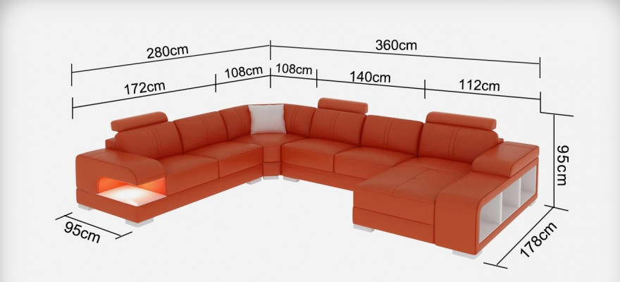 Ledersofa Modern Couch Wohnlandschaft Eck Ecksofa Dekor Design Garnitur