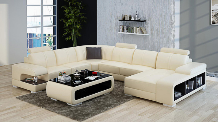 Ledersofa Modern Couch Wohnlandschaft Eck Ecksofa Dekor Design Garnitur