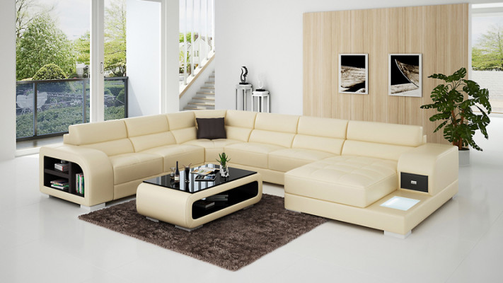 Ledersofa Couch Wohnlandschaft Ecksofa Eck Garnitur Design Modern Sofa 