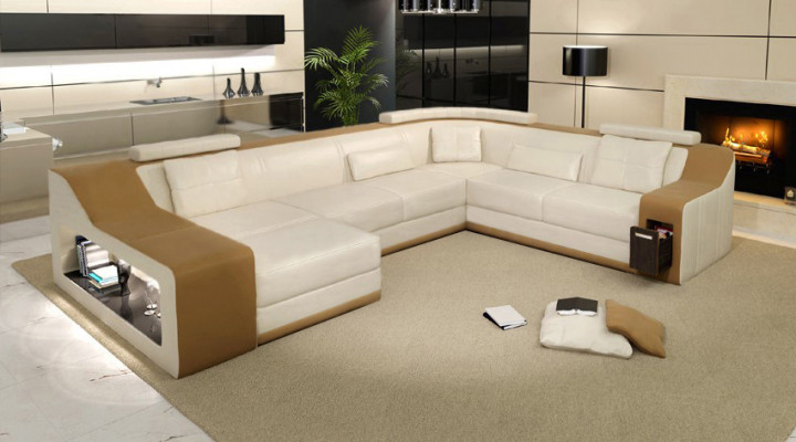 Ledersofa Couch Wohnlandschaft Ecksofa Eck Garnitur Design Modern Sofa Neu B2017
