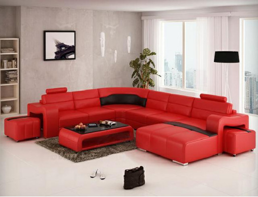 Wohnlandschaft Couch Polster Eck Garnitur Designer Ledersofa Big Sofa Neu PISA