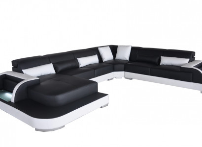 Leder Sofa mit USB Wohnlandschaft Eck Garnitur Design Modern Sofas UForm Couchen