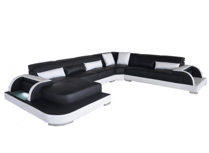 Leder Sofa Couch Wohnlandschaft Eck Garnitur Design Modern Sofas U-Form Couchen