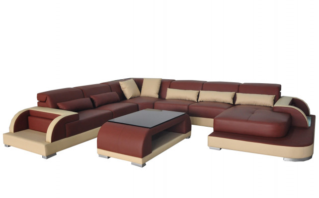 Leder Sofa Couch Wohnlandschaft Eck Garnitur Design Modern Sofas U-Form Couchen