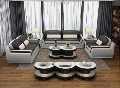 Ledersofa Couch Sofagarnitur Neu 3+2+1 Sitzer Dekor Garnitur Design Modern