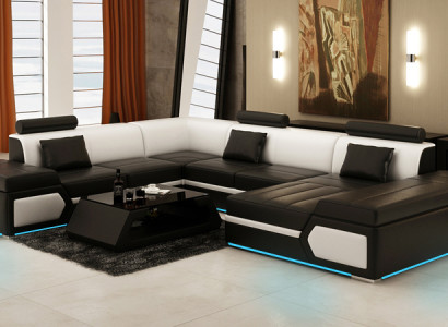 Ledersofa Sofa Couch Wohnlandschaft Ecksofa Garnitur Design Modern Sofa K5013