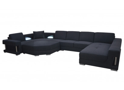 Textil Eckcouch Polster Wohnzimmer Couch Garnitur Eckgarnitur Sofa Couchen + USB