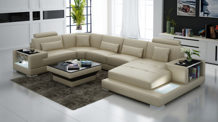 Wohnlandschaft Polster Ecke Eck Sofa mit USB Garnitur Landschaft Leder Wetzlar