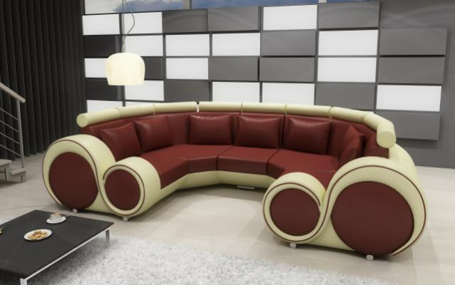 Exklusives Modernes Ledersofa aus Premium Kunstleder mit Holzrahmen