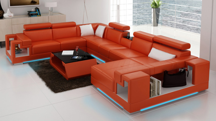 Ledersofa Sofa Couch Wohnlandschaft Ecksofa Eck Garnitur Design Modern U K5001