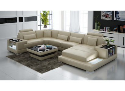 Ledersofa Couch Wohnlandschaft Ecksofa Eck Garnitur Design Modern Sofa G8023