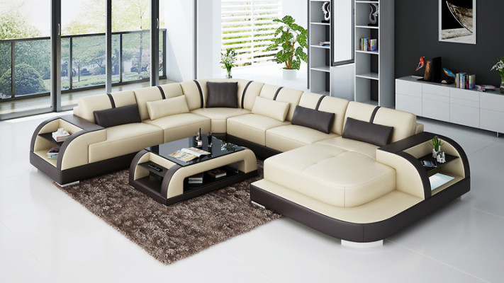 Ledersofa Couch Wohnlandschaft Ecksofa Eck Garnitur Design Modern Sofa