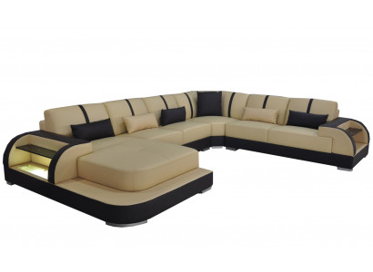 Leder Couch Polster Sitz Eck Garnitur Moderne Design Sofas Wohnlandschaft U Form