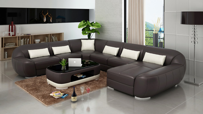 Design Leder Eck Sofa Moderne Garnitur Couch Ecke Neu Wohnlandschaft Grau USB