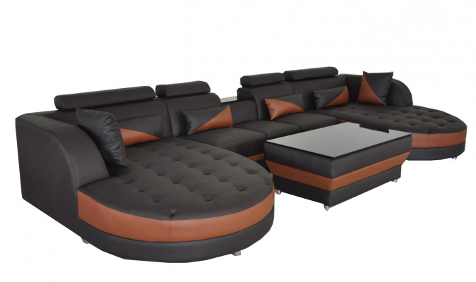 Leder Eck Sofa Eck Wohnlandschaft Garnitur Design Modern Couch Sofas UForm G8018