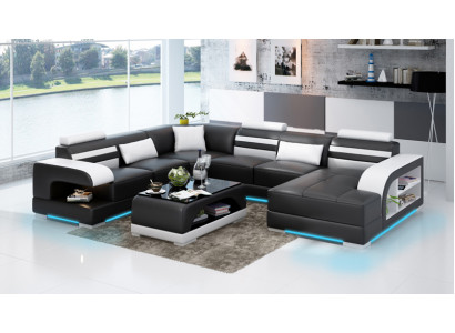 Moderne Eleganz U-förmiges Ecksofa im exquisiten Lederdesign