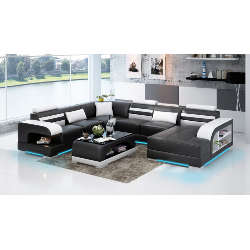 Moderne Eleganz U-förmiges Ecksofa im exquisiten Lederdesign