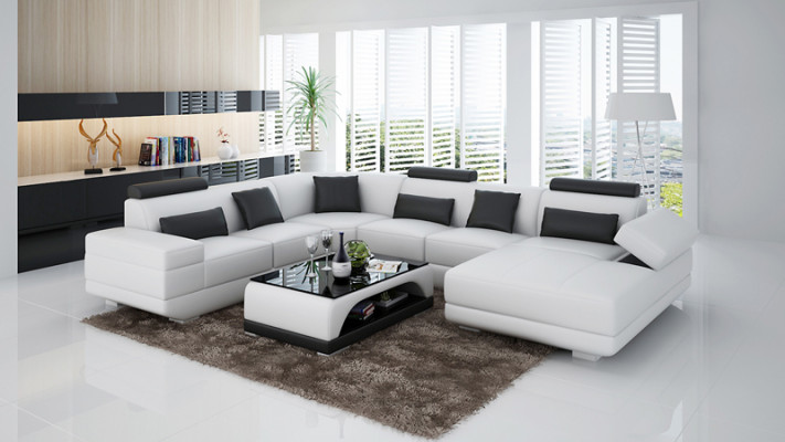 Ledersofa Couch Wohnlandschaft Ecksofa Eck Garnitur Design Modern Sofa